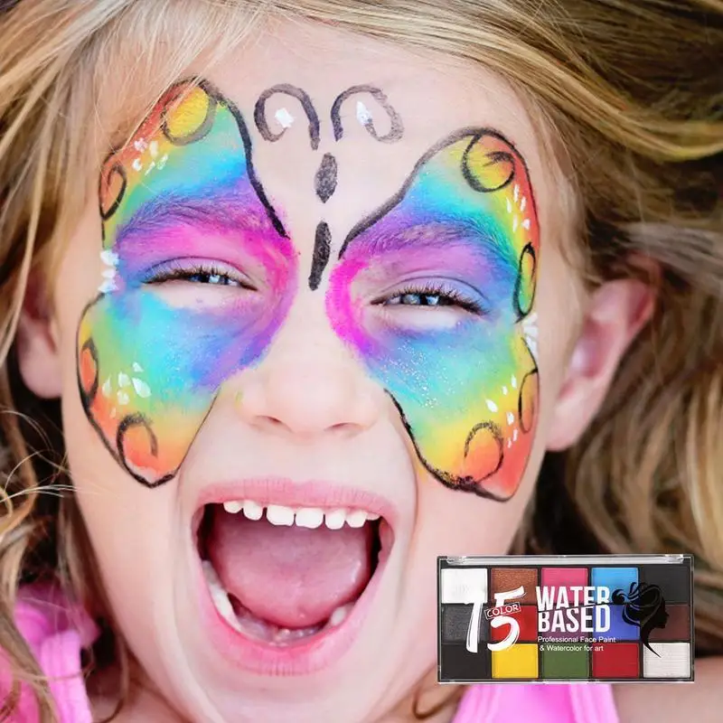 Paint Body Makeup Halloween Face Body Art 15 Colors Painting Kit With Brushes Safe Ingredient For Kid And Adult 6