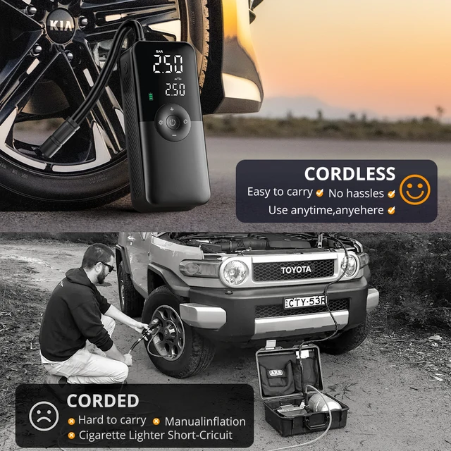 CARSUN Portable Tire Inflator Rechargeable Electric Inflator For Car  Bicycle Digital Air Compressor Football Ball Inflator Pump 6