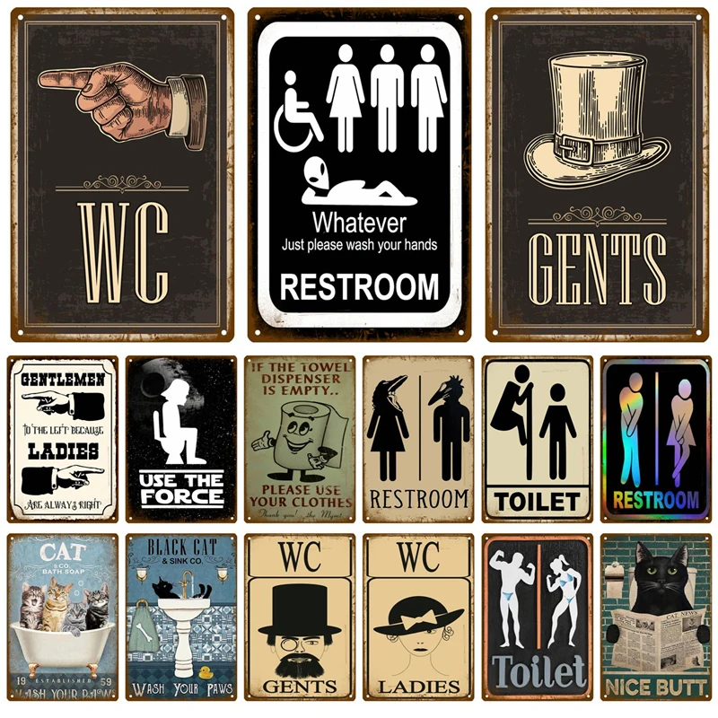 Vintage Metal Sign Home Funny Decor Toilet Tin Sign Wc Toilette Toilette Wall Art Bagno Toilette Decorazione Della Parete Pub
