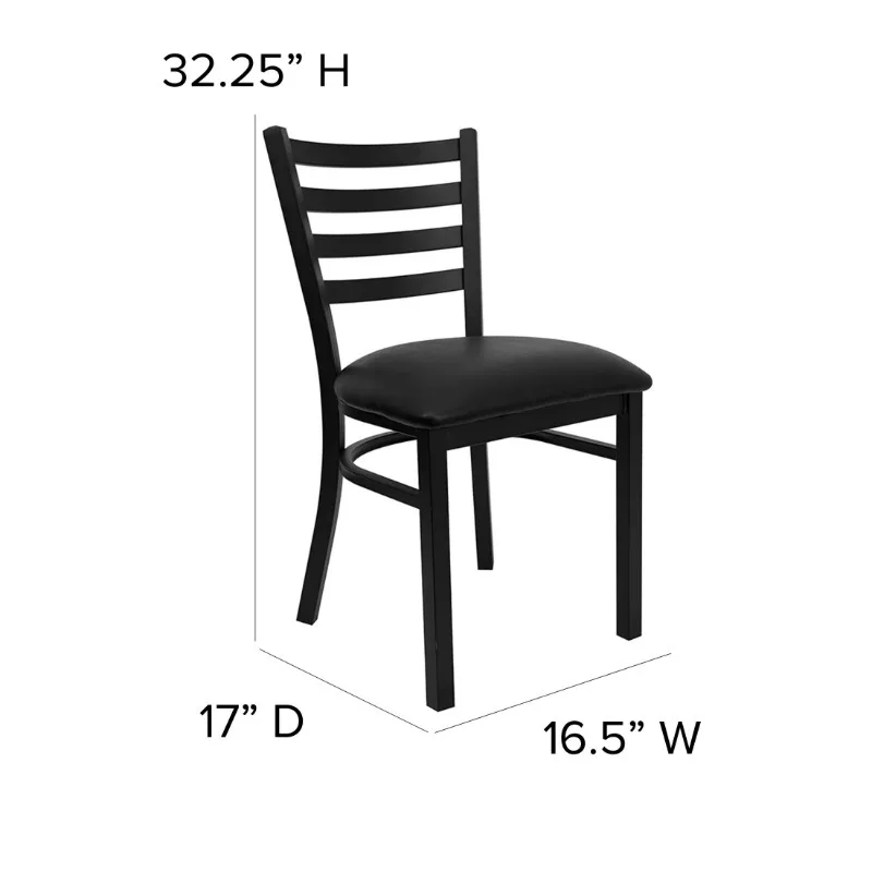 Series Ladder Back Metal Dining Chair for Restaurants, 4