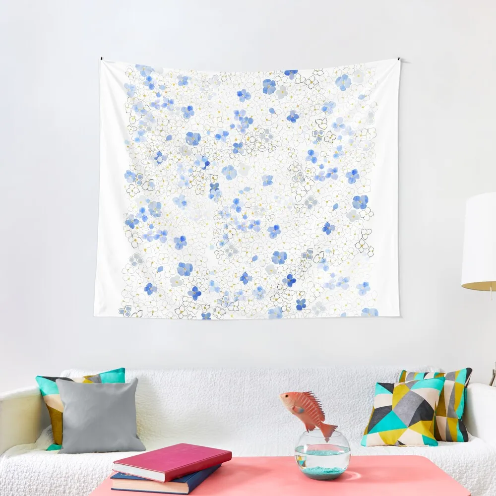 

abstract blue hydrangea pattern Tapestry Decor Home