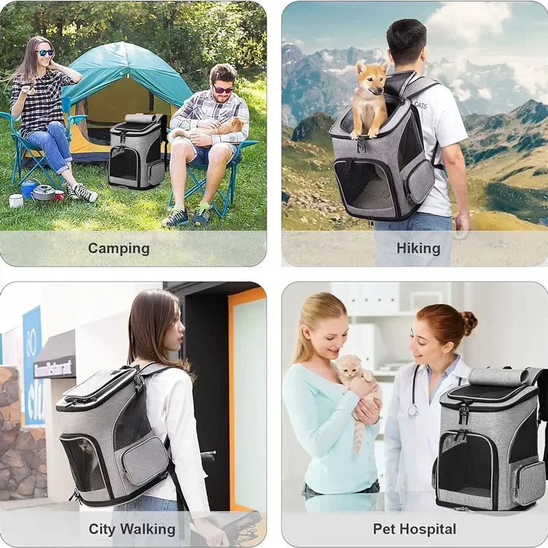 Pet Supplies Puppy Backpack Expandable Pet Bag Large Capacity Breathable Portable Cat Backpack Foldable Dog Bag
