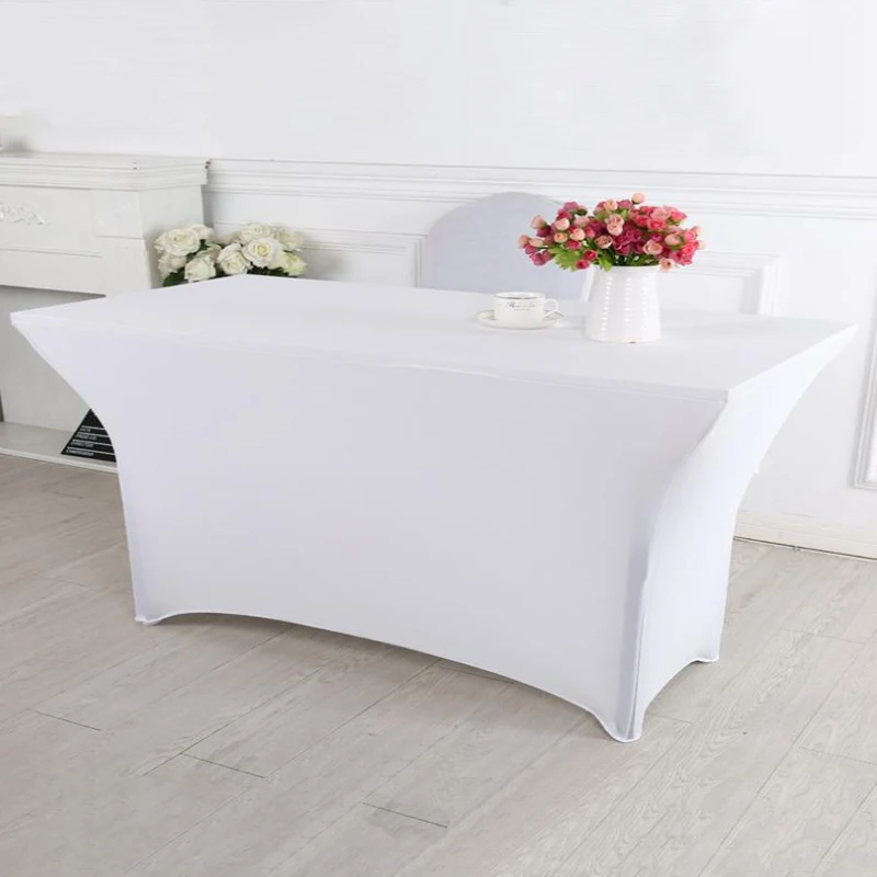 Rectangular Tablecloth White/Black High Stretch Wedding Party Beauty Massage Elastic Hotel Birthday Table Cover