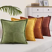 Broadside Ttriped Throw Cushion Cover 45x45cm Corduroy Pillow Covers with Splicing 18x18Inch Pillowcase for Sofa  Bed Livingroom 1