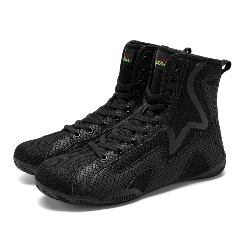 New Luxury Mens Wrestling Sneaker Designer One-piece Tongue Plus Size Boxing Sport Shoe Brand Wearable Boxing Fighting Boot