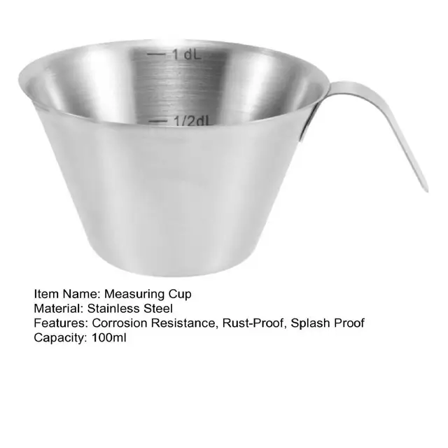 100 Ml Mérőpohár Fogantyúval Rozsdamentes Acél Eszpresszó Kávé Pékséghez - Image 4