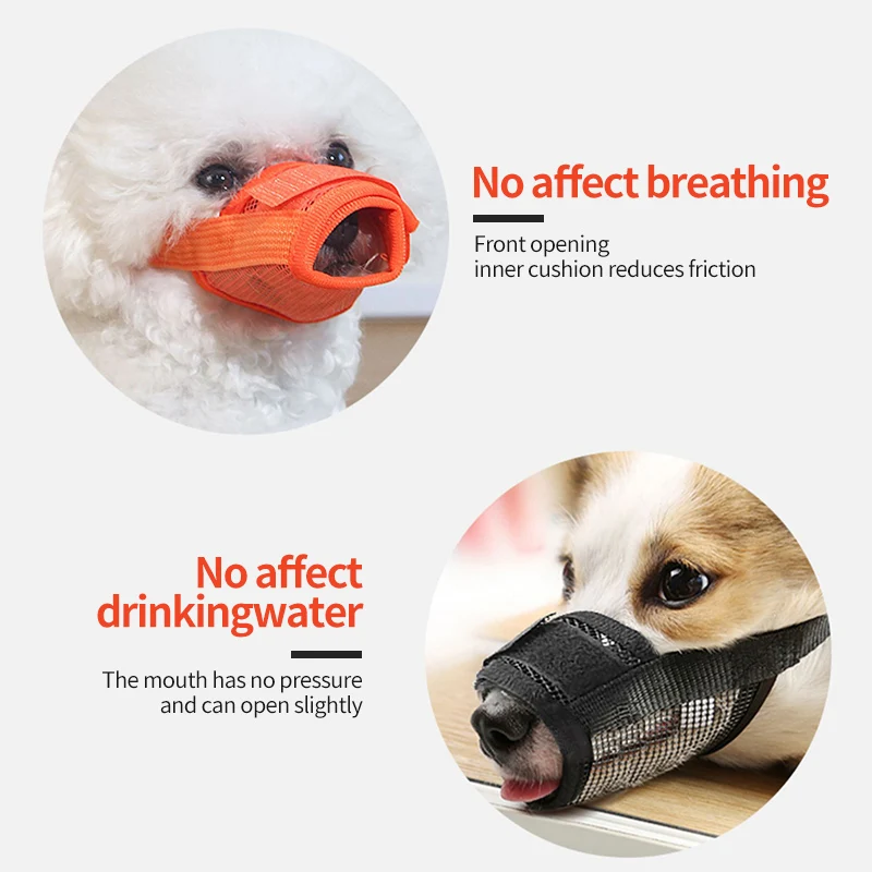 Nylon Dog Muzzle Breathable Mouth Muzzles Dogs Adjustable Mesh Anti Biting Chewing Pet Mouth Mask Pet Training Accessories