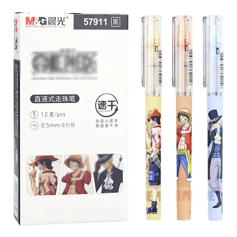 

24 pcs/lot Pirate Straight Liquid Gel Pen Cute 0.5mm Black Ink Signature Pens Gift Stationery Office School Supplies wholesale