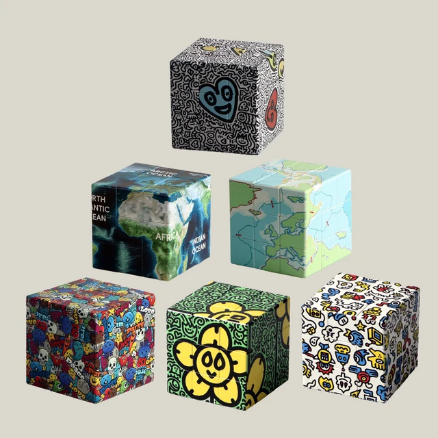 Magic Cube 3x3x3 Cartoon Alien dollar graffiti UV Fun Stress Relief Puzzle Professional Smooth Speed Game Children's Toys Gifts 4