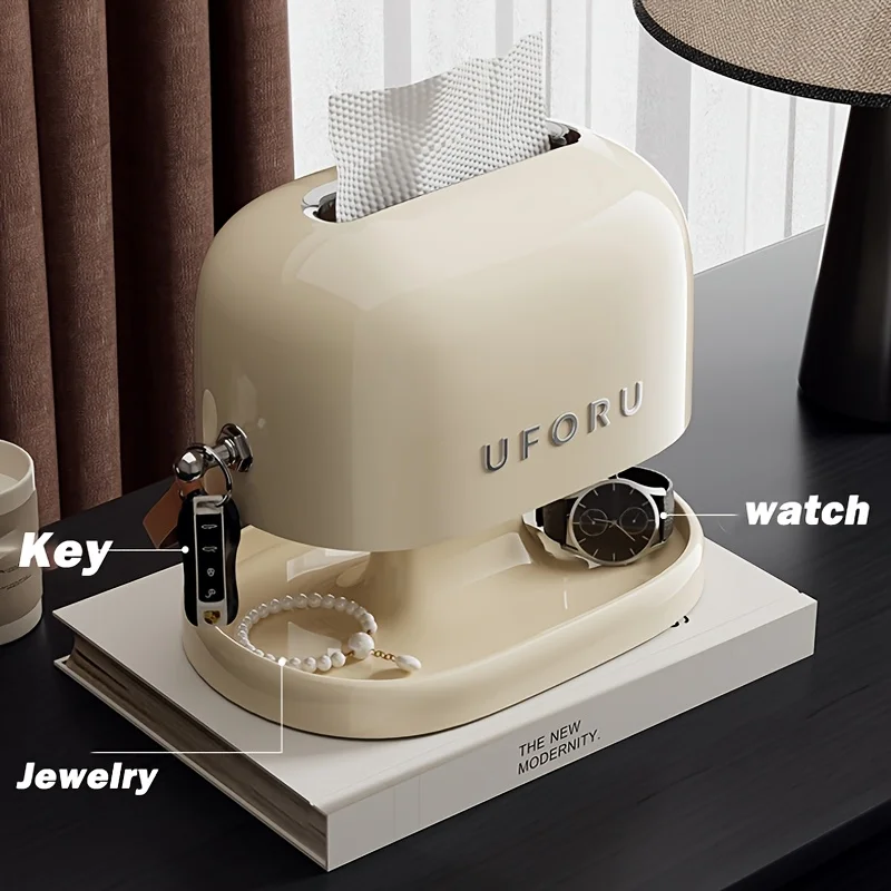 1pc Retro Tissue Box Double-layer Tissue Boxwith Storage Tray Jewelry Watch Organizer Home Living Room Desktop Napkin container 5