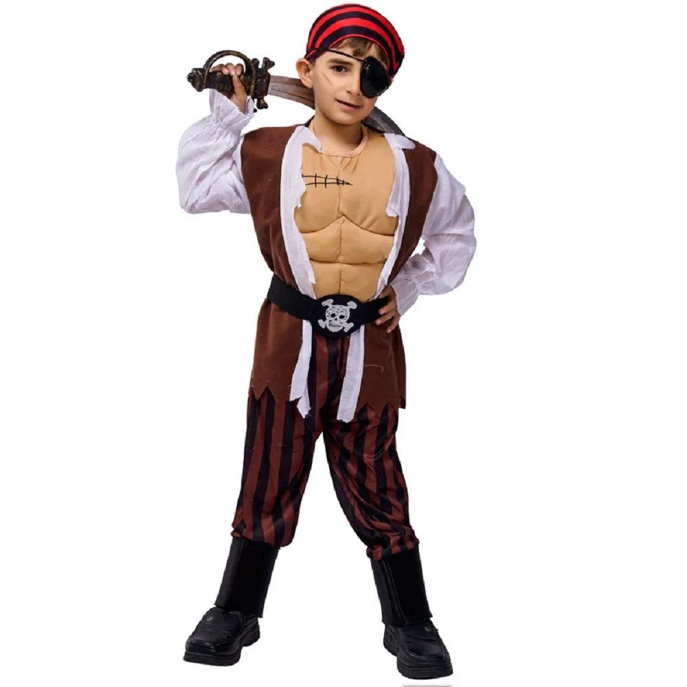 Vendita Calda Mare Halloween Pirata Costumi All'Ingrosso Cosplay Halloween Party Per Kid Muscle Pirate