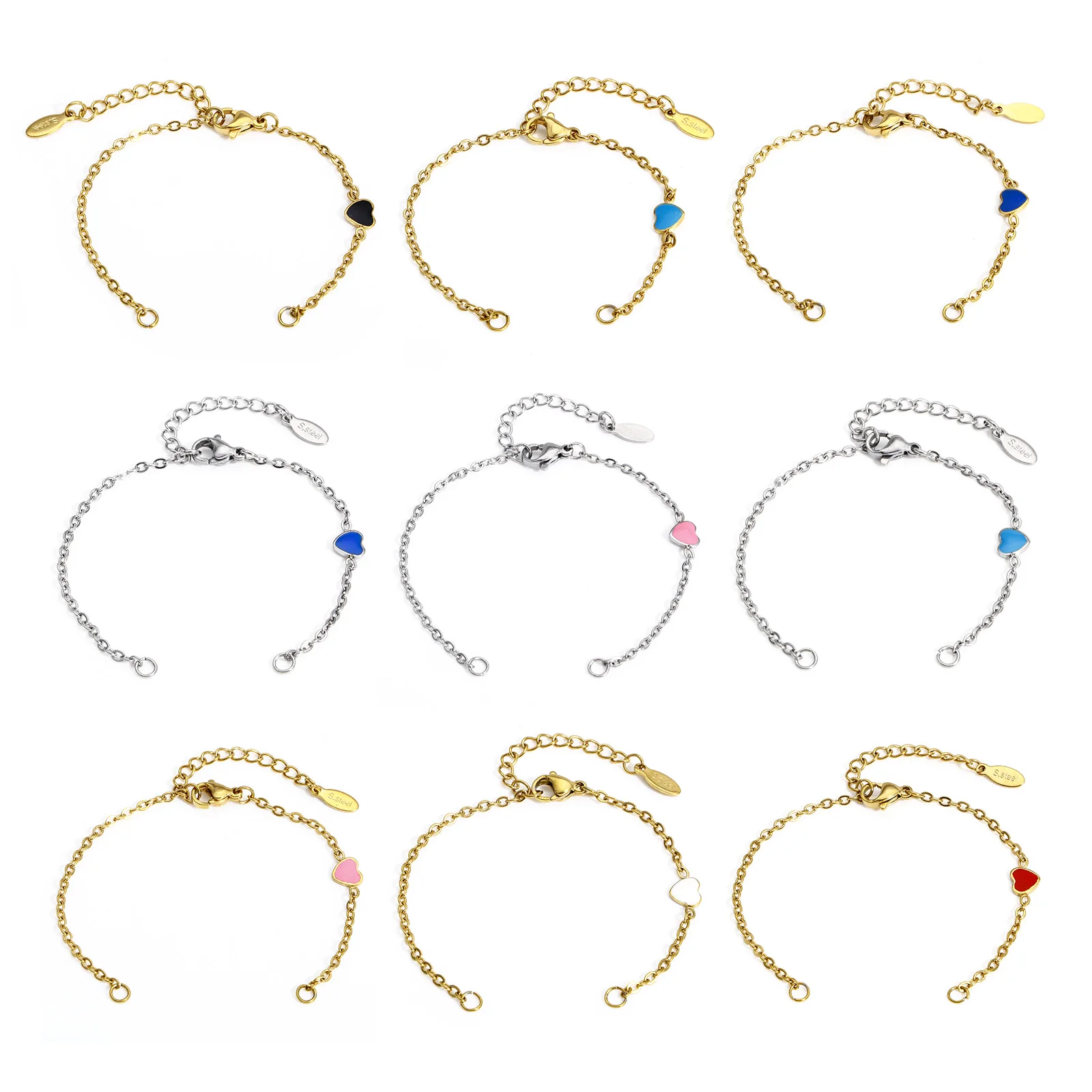 

1 шт., браслет из нержавеющей стали с эмалью, 13,5 см