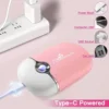 Eyelash Fan Hair Dryer Mini Small Fan Rechargeable Planting False Eyelash Dryer Beauty Neck Fan Rounded Corners Without Leaves 6