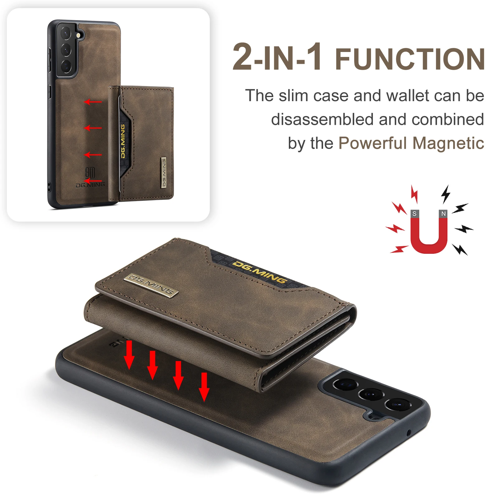 2 in 1 Cover For Samsung Galaxy S21 FE 5G S21 S22 Plus Note 20 Ultra A22 A32 A52S A13 A33 Wallet Case with Card Holder Leather