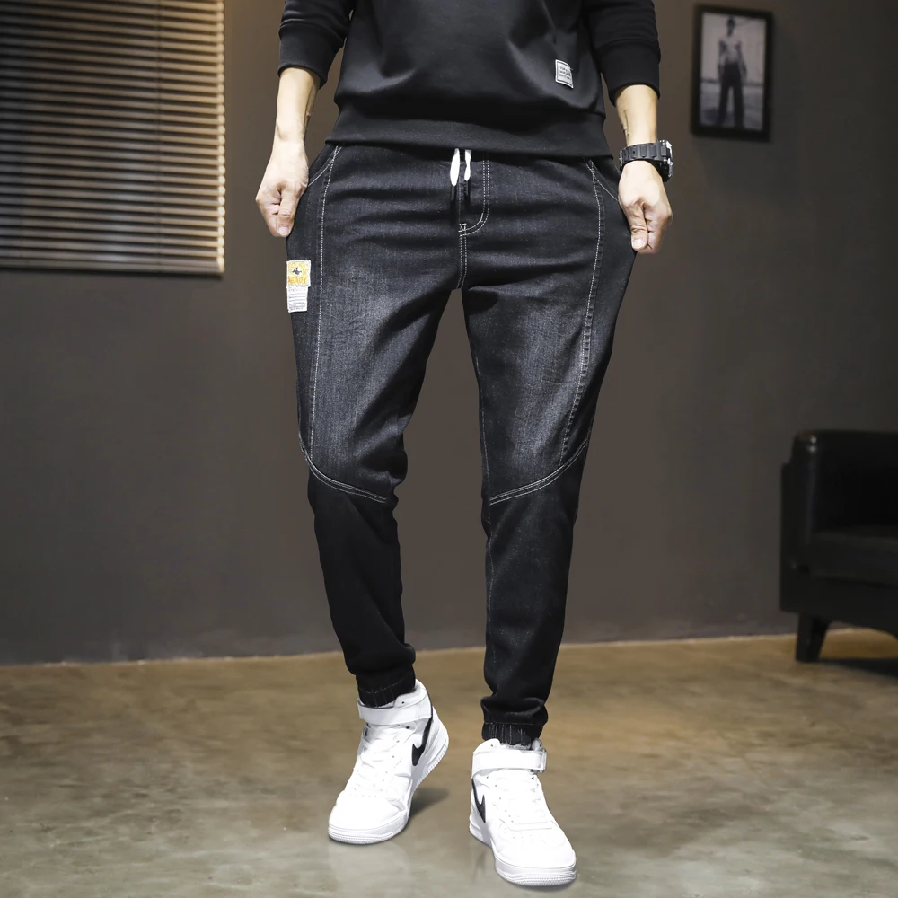 Men's Vintage Jeans Plus Size Classic Blue Jeans Regular Fit Cotton Demin Harem Pants Denim Trousers for Teenage