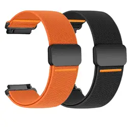 Premium Adjustable Nylon Magnetic Strap for Smartwatches - Available in Multiple Sizes and Colors (Black - orange)