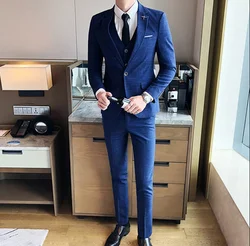 2024 Boutique (Blazer+ Vest + Pants) Men's Fashion Hosting Work Business Wedding Casual Art Style Elegant Gentleman's Suit M-5XL