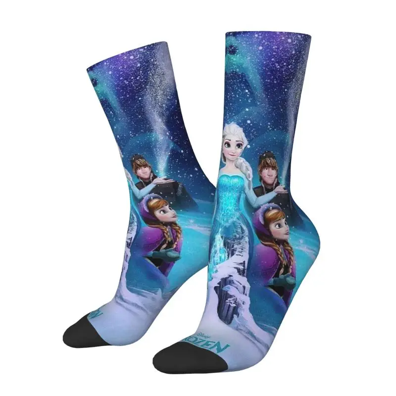 

Fun Print Cartoon Frozen Princess Socks for Men Women Stretchy Summer Autumn Winter Animated Movie Crew Socks