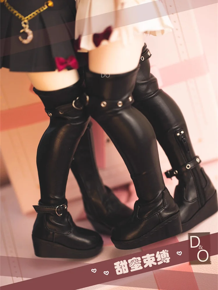

BJD Accessories Black White Shoes Long Boots Thick Soled Boots Doll Shoes for 1/3 1/4 1/6 MSD MDD YOSD Boots Knee High Boots