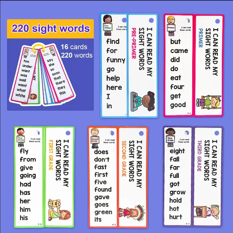 

Kids 3-8 Years English 220 Sight Words Cards Vocabulary Building Montessori Learning Toys, Memorise Games Gifts Educational