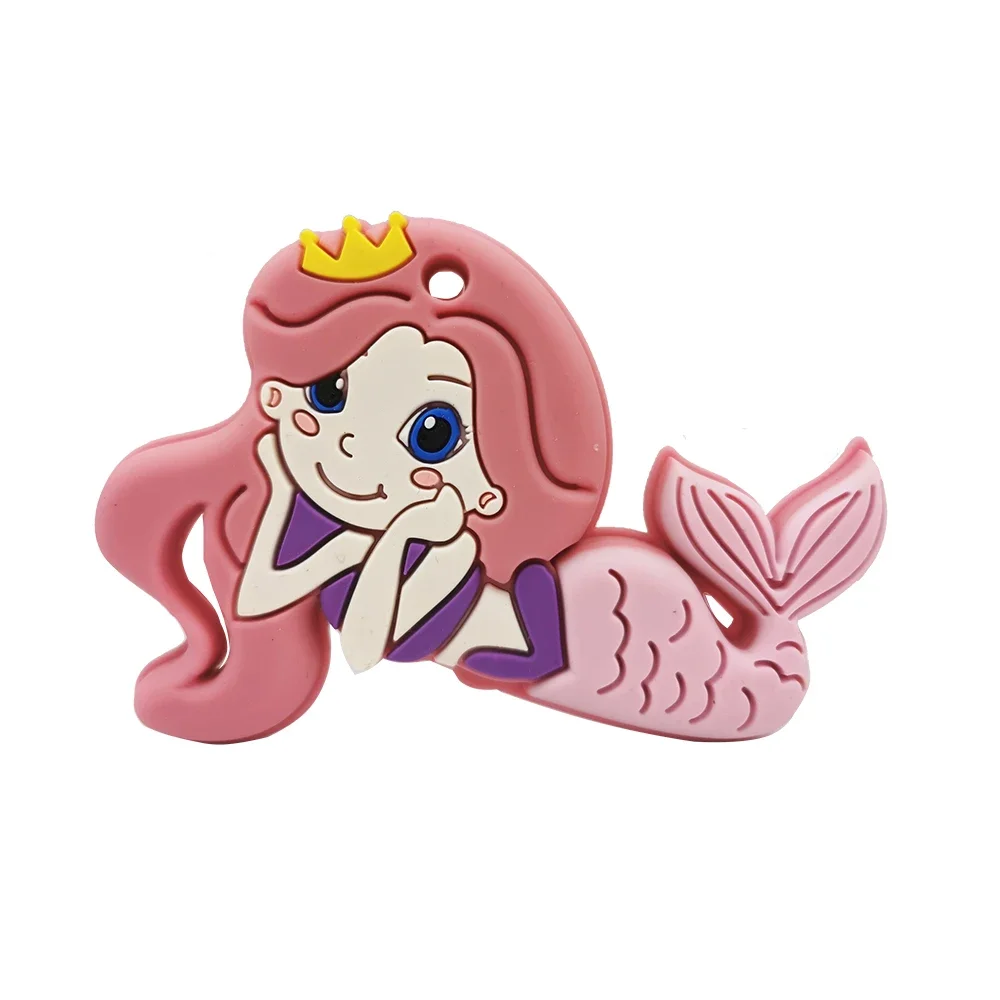 BPA Free Animal Silicone Teethers Mermaid Baby Teething Product Food Grade Tiny Rod Shower Gifts Cartoon New Arrival 4