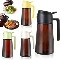 Pulvérisateur d'huile marron bloquant la lumière de 16oz/470ML pour la cuisson, bouteille distributrice d'huile d'olive 2 en 1 pour bouteille d'huile de cuisine, outils d'assaisonnement 6