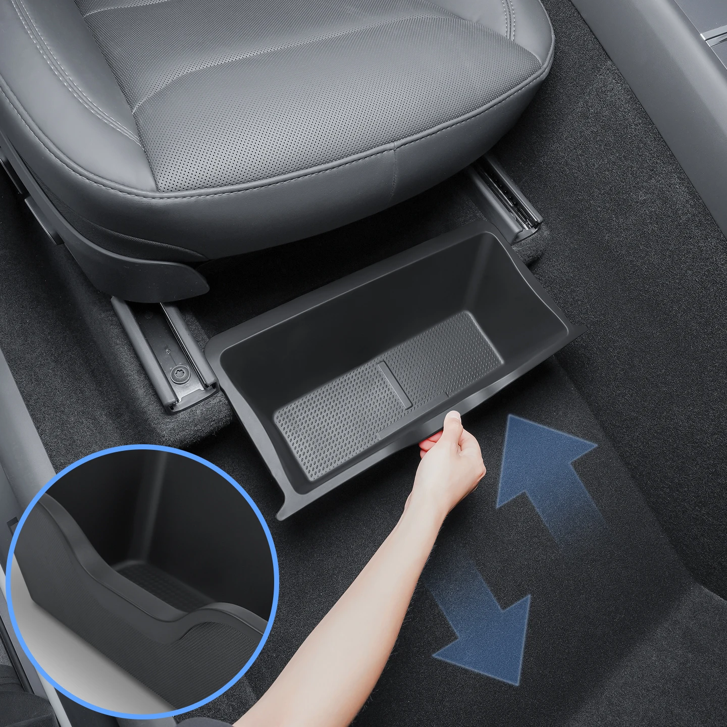 For Tesla Model Y Juniper 2025 Storage Box Under The Front Seats TPE Material Du