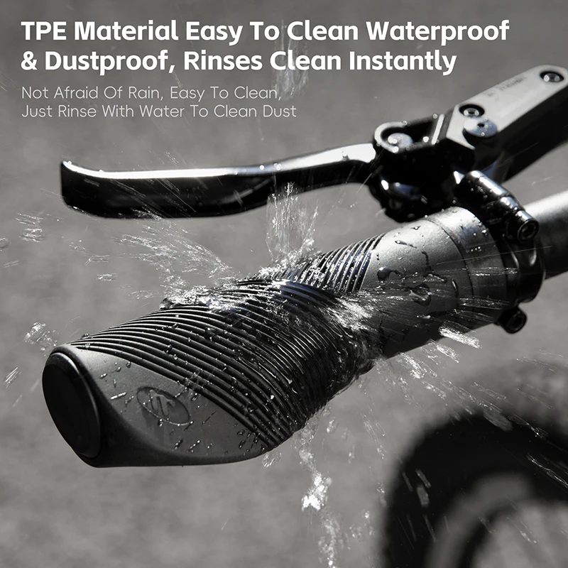 WEST BIKING Soft Bike Grips Multicolor TPE Non-slip Shock Absorbing Bicycle Handlebar MTB Ergonomic Grips With 2 Bar End Plugs