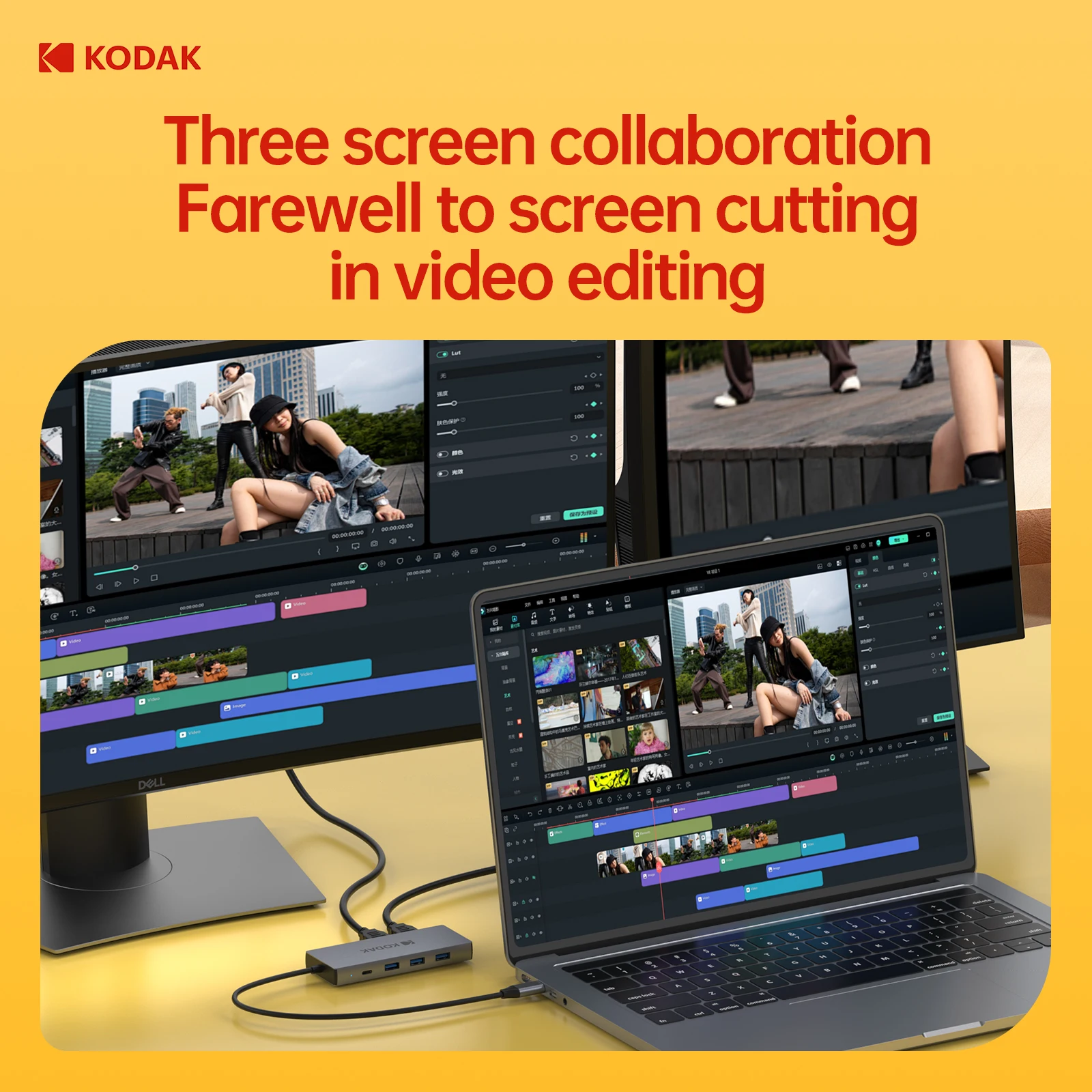 KODAK 9 In 1 USB C HUB 4K 30Hz to HDMI PD Multi Splitter Type-C Adapter For Macbook USB 3.0 HUB SD Card Reader Multi Converter