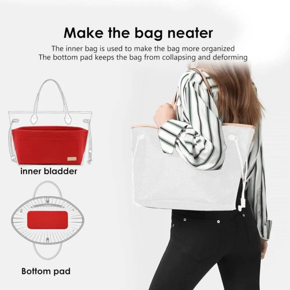 High-quality Felt Handbag Insert Bag Storage Bag Support Internal Bag Organization Portable Purse Liner for For LV Neverfull