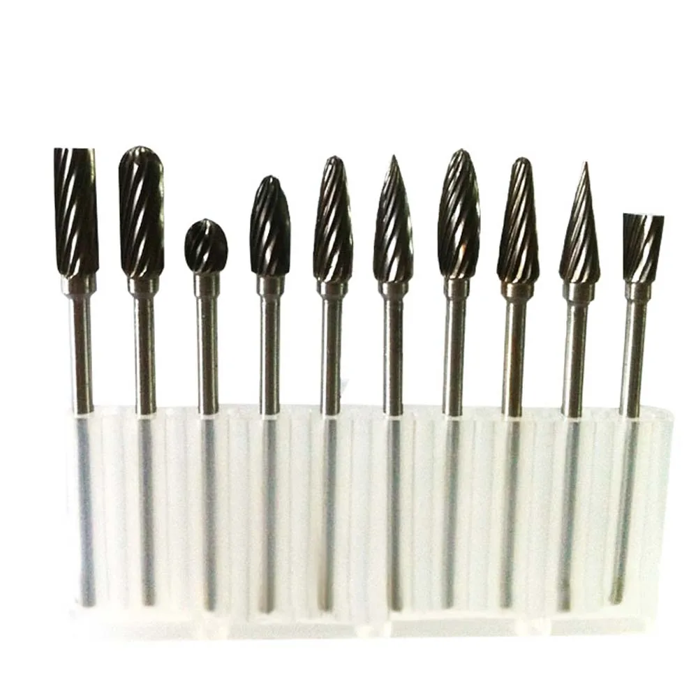 

10Pcs 3x6mm Tungsten Steel Solid Carbide Milling Cutter Burrs Diamond Rotary Drill Bit Set Electric Grinding Engraving Tool Set