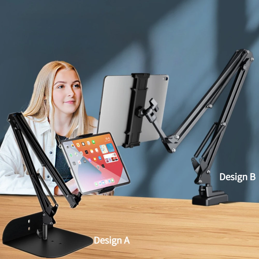 Flexible Metal Arm Phone Tablet Stand Holder for Bed Desk Sofa 360° Rotation Clip Mount for iPad Air Pro 4.7-13