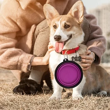 Portable Pet Food Bowl  Durable TPR Bowl  Cat and Dog Food Pet Silicone Collapsible Bowl Portable Travel Outdoor Water Food Bowl 16