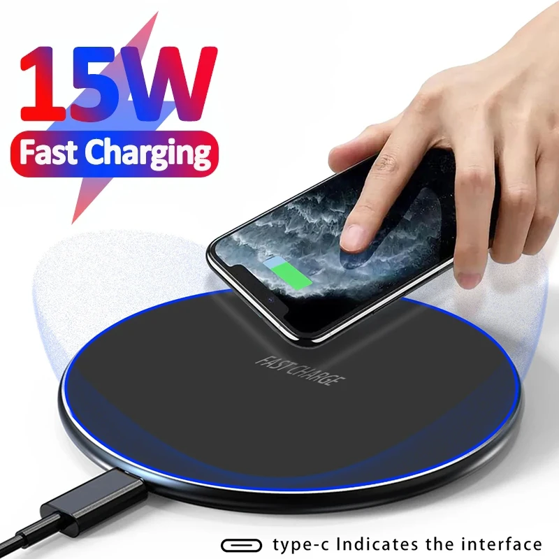 15W Fast Qi Wireless Charger Pad Per Iphone 14 13 12 11 Pro Max Per Samsung Galaxy S21 S20 Xiaomi Huawei Wireless Charging Stand
