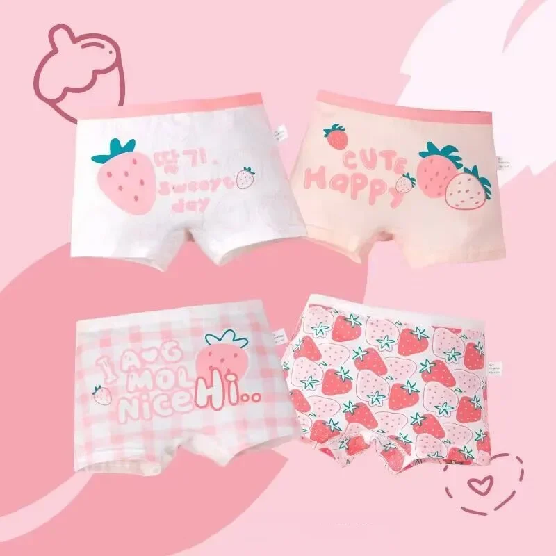 

4pc Girls Panties Kids Cotton Underwear Children's Briefs Cute Cartoon Short Princess Rabbit Pattern