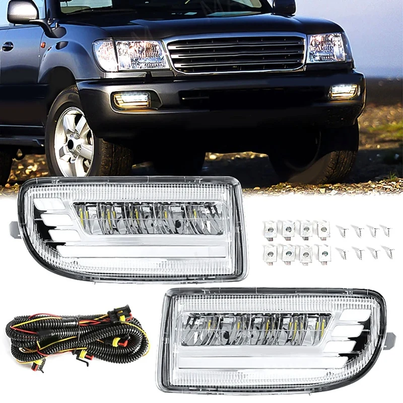 

Фонари противотуманные для Toyota Land Cruiser 100 LC100 UZJ100 FZJ10 1998-2008 DRL, указатели поворота, дневные ходовые огни