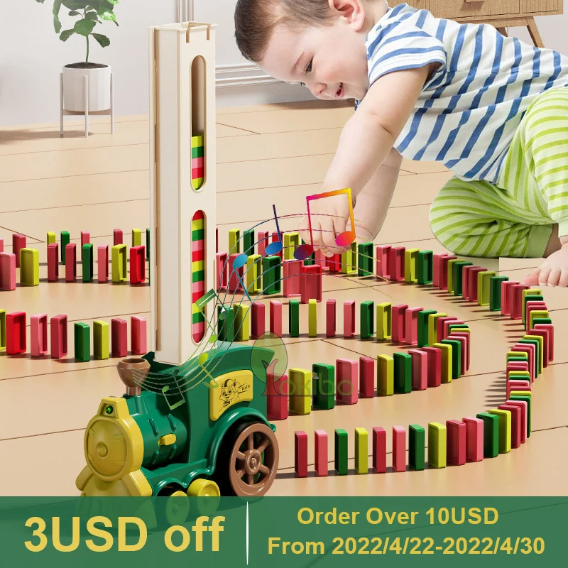 Kids Domino Train Car Set Sound Light Automatic Laying Domino Brick Colorful Dominoes Blocks Game Educational DIY Toy Gift toy building blocks,domino set