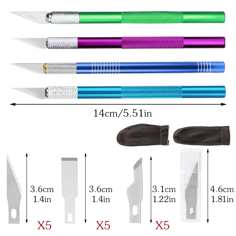 Leather Carving Knife Leather Engraving Knife 3 Size Replaceable Blades Finger Protector Tools carving knife