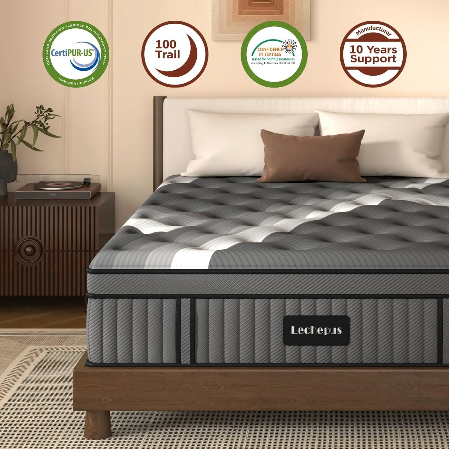 King Mattress 14Inch Soft Memory Foam Hybrid Mattress in Box Plush Feel King Size Mattress with Supportive Pocket Coil 6