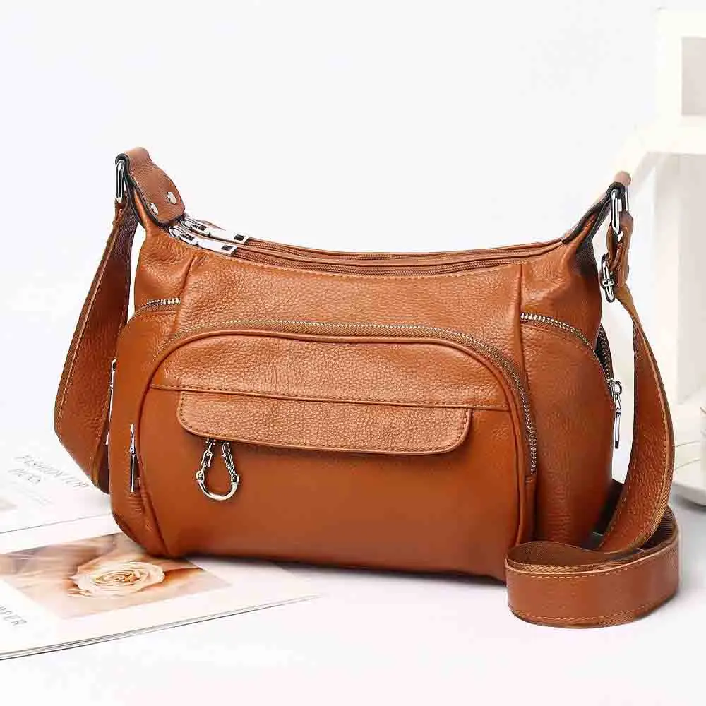 

Motingsome Classical Women Leather Satchel Multiple Pockets Luxury Cow Leather Shoulder Messenger Bag Ladies Purse 2023