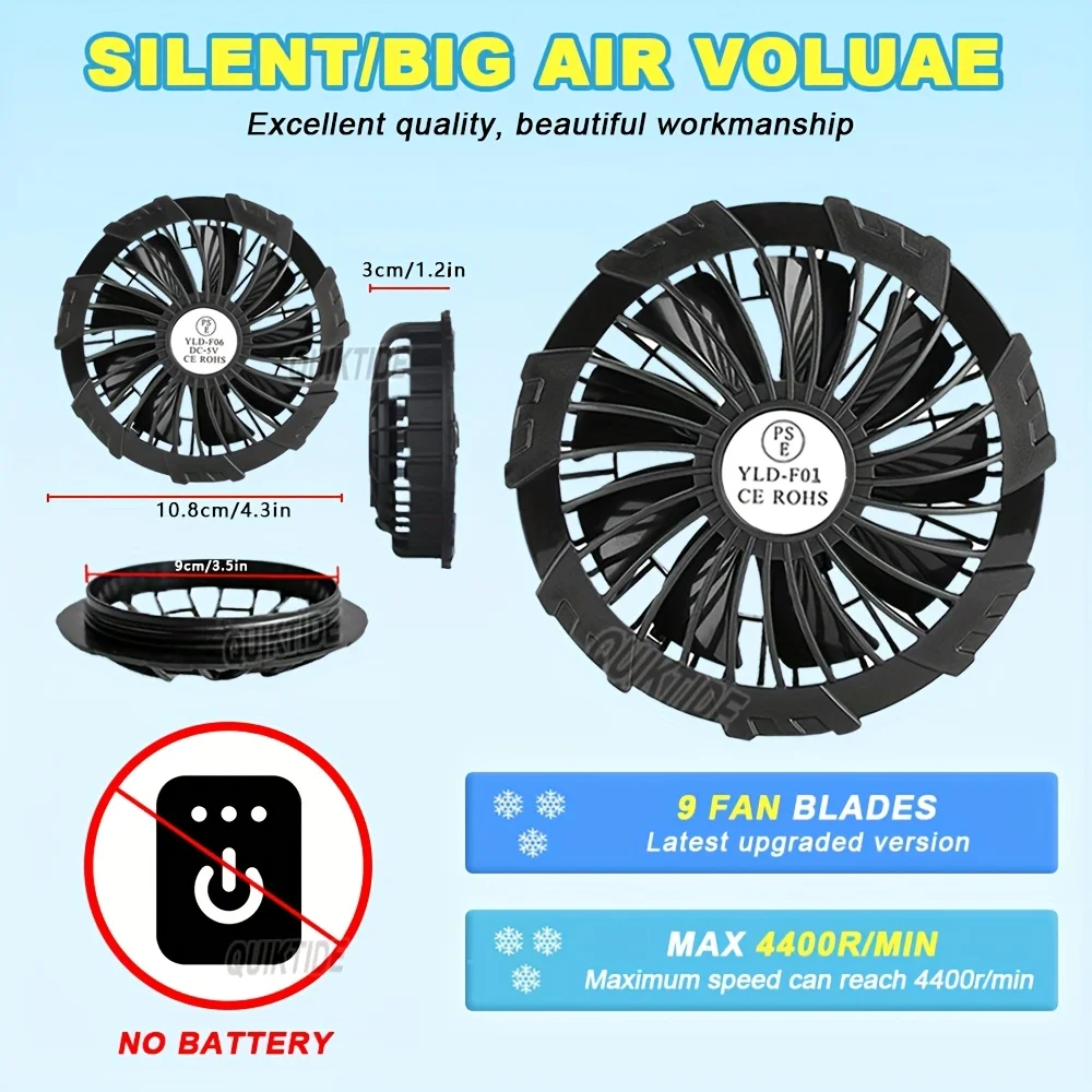 Cooling Vest for Men 3-Speed Adjustable 9-Blade Silent Tech Camping Fishing Landscaping Outdoor Labor