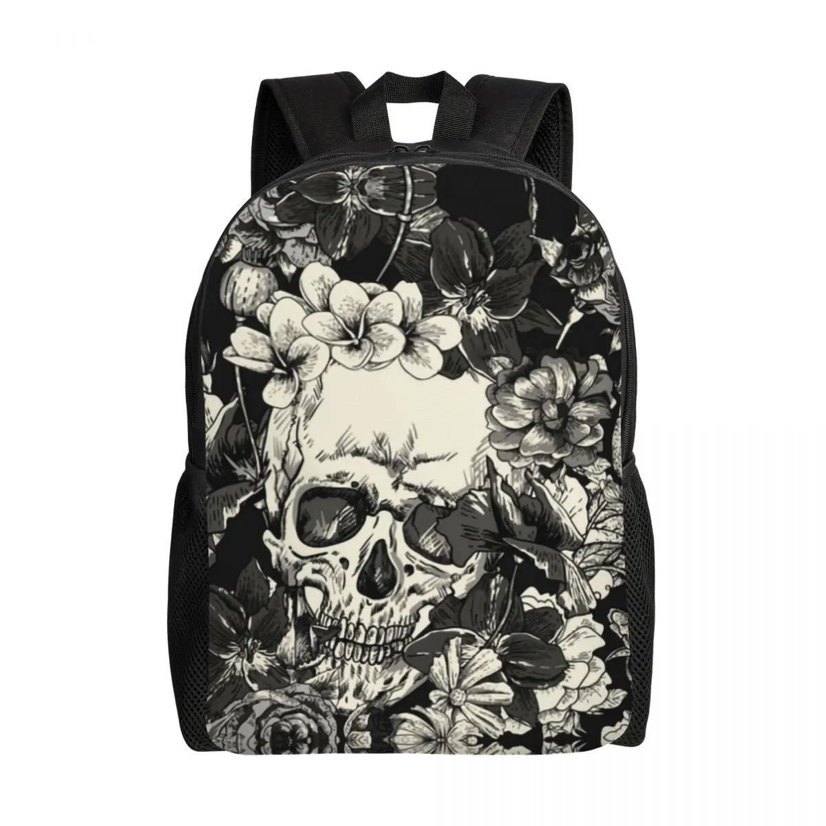 

Skulls And Roses Backpack for Women Men School College Students Bookbag Fits 15 Inch Laptop Gothic Moth Bags