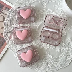 Pink Transparent Love Bow Contact Lens Storage Case - Portable Beauty Eye Care Container (Pink A 1PCS)