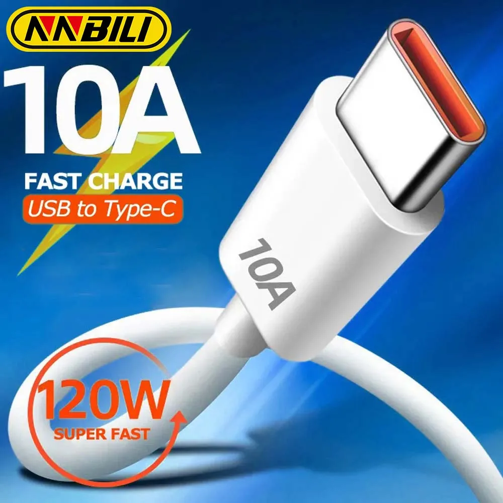 NNBILI 초고속 충전 USB C타입 케이블, 화웨이 P40 USB-C 휴대폰 데이터 코드, 샤오미 14 레드미 13 원플러스 11 포코, 10A, 120W