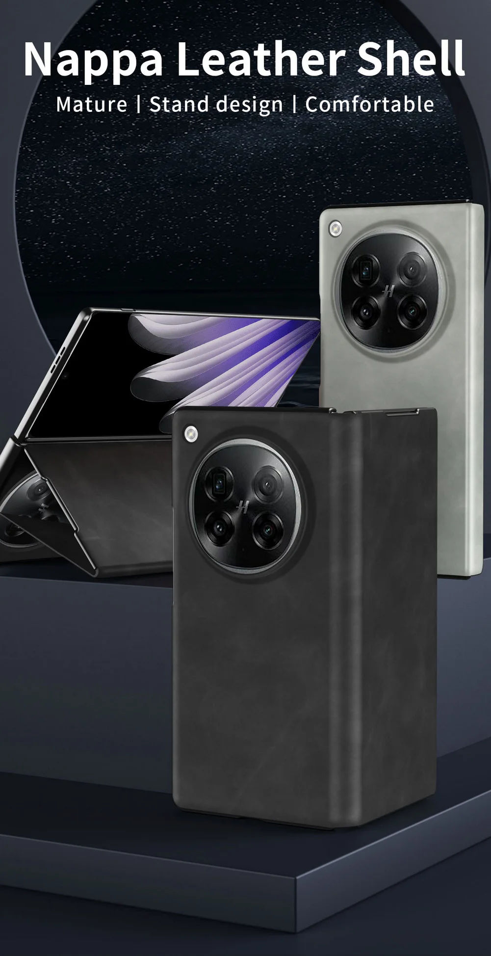 Premium Nappa Leather Magnetic Flip Case with Hidden Kickstand and 360° Protection