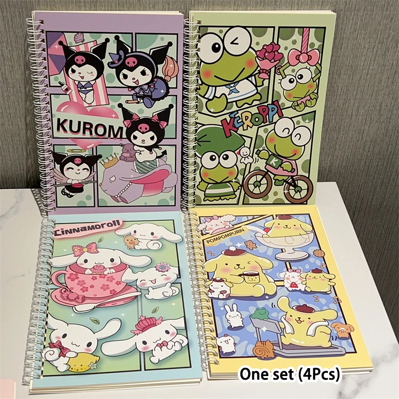 Kawaii Sanrio Notebook Keroppi Bad Badtz Maru Hello Kitty 4Pcs Cartoon Cute Coil Book Quaderno Diario Studente Natale
