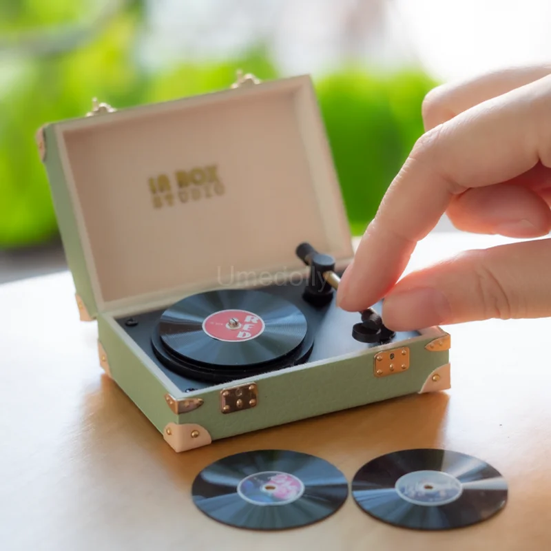 1/6 Scale Miniature Dollhouse Retro Gramophone Vinyl Record Player for ...