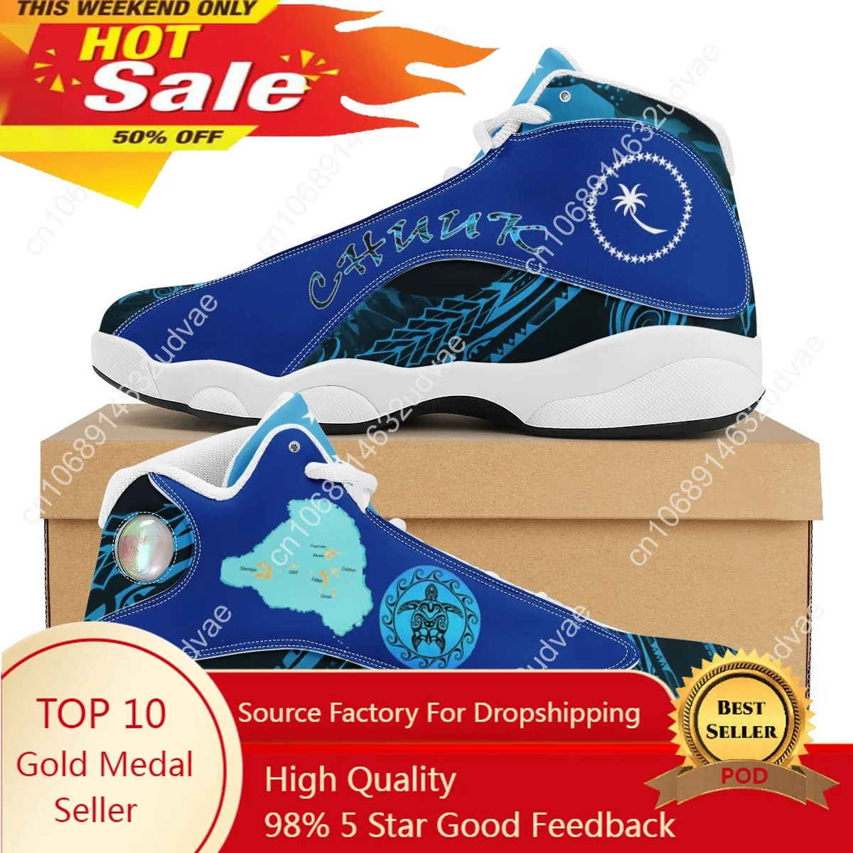 2021 New Blue Polynesian Tribal Style Running Shoes Custom Ball Sports Team Logo Men's Basketball Sports Shoes