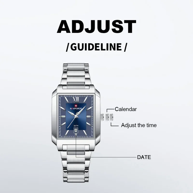 New men's quartz watch from Navi Force, water-resistant up to 3ATM, an elegant watch with date display and stainless steel strap,...