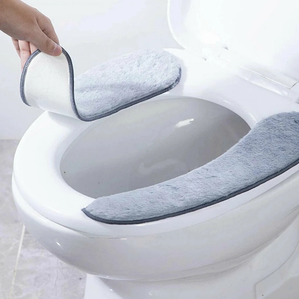 Toilet Seat Cover Bathroom Toilet Cushion Washable Soft Warmer Mat Cover Pad 38*10cm